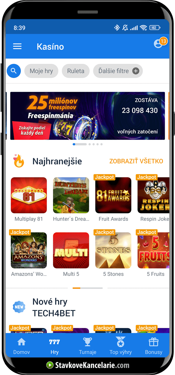 Tipsport casino v aplikácii