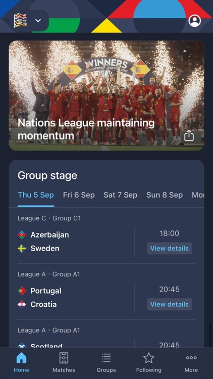 Oficiálna mobilná aplikácia UEFA Nations League