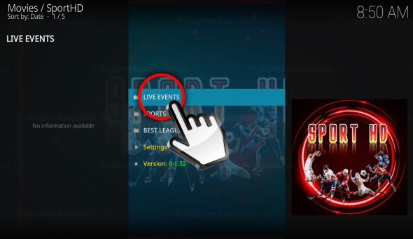 Vyberte si zo zoznamu v addone SportHD
