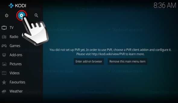 KODI software a jeho hlavné menu