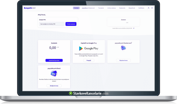 Aktívny účet na paysafecard